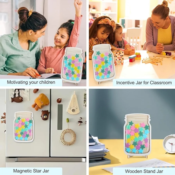Stars Magnetic Jar,Reward Kids Star Jars, Magnetic Reward Star Jar for Classroom - Picture 6 of 7